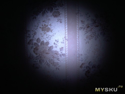 Фото в темноте, фонарь светит на стену с расстояния 40 см.