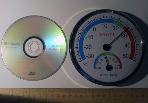 Градусник в сравнении с DVD диском