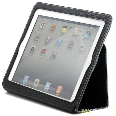 YooBao Lichee Pattern Genuine Leather Case for iPad 3/iPad 4 - Black