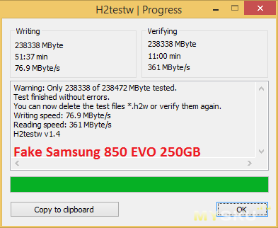 Fake SSD Samsung 850 EVO from AE-Samsung Store